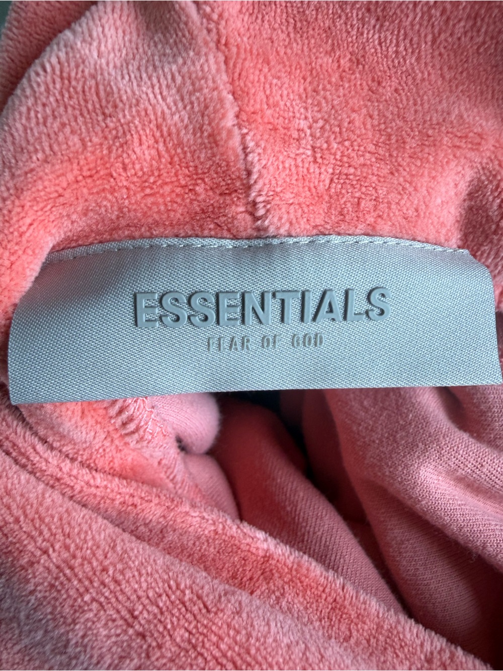 Fear of God Essentials Coral Velour Hoodie Oversized Raglan Streetwear Medium - Picture 6 of 10